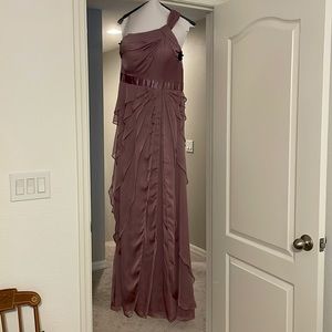 Elegant One-Shoulder Mauve Evening Gown